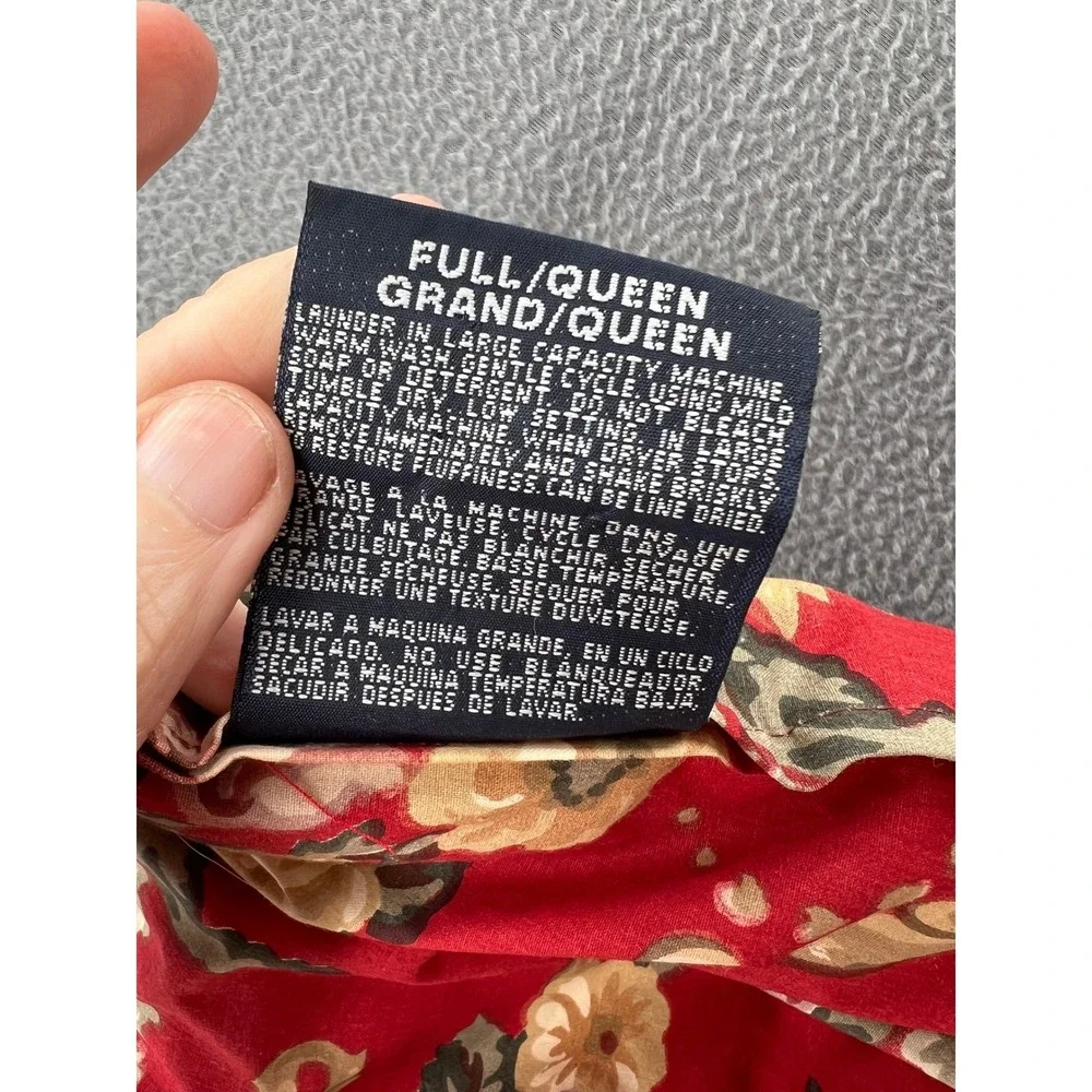 VTG RALPH LAUREN Danielle Marseilles Red Floral Full Queen Cotton Made in USA
